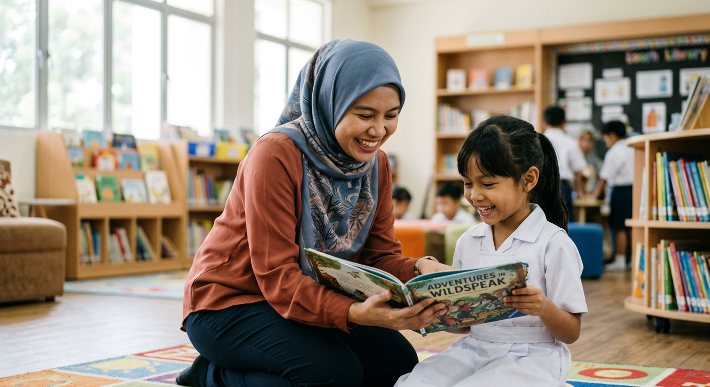 A GOTS teacher reading a book with a young student