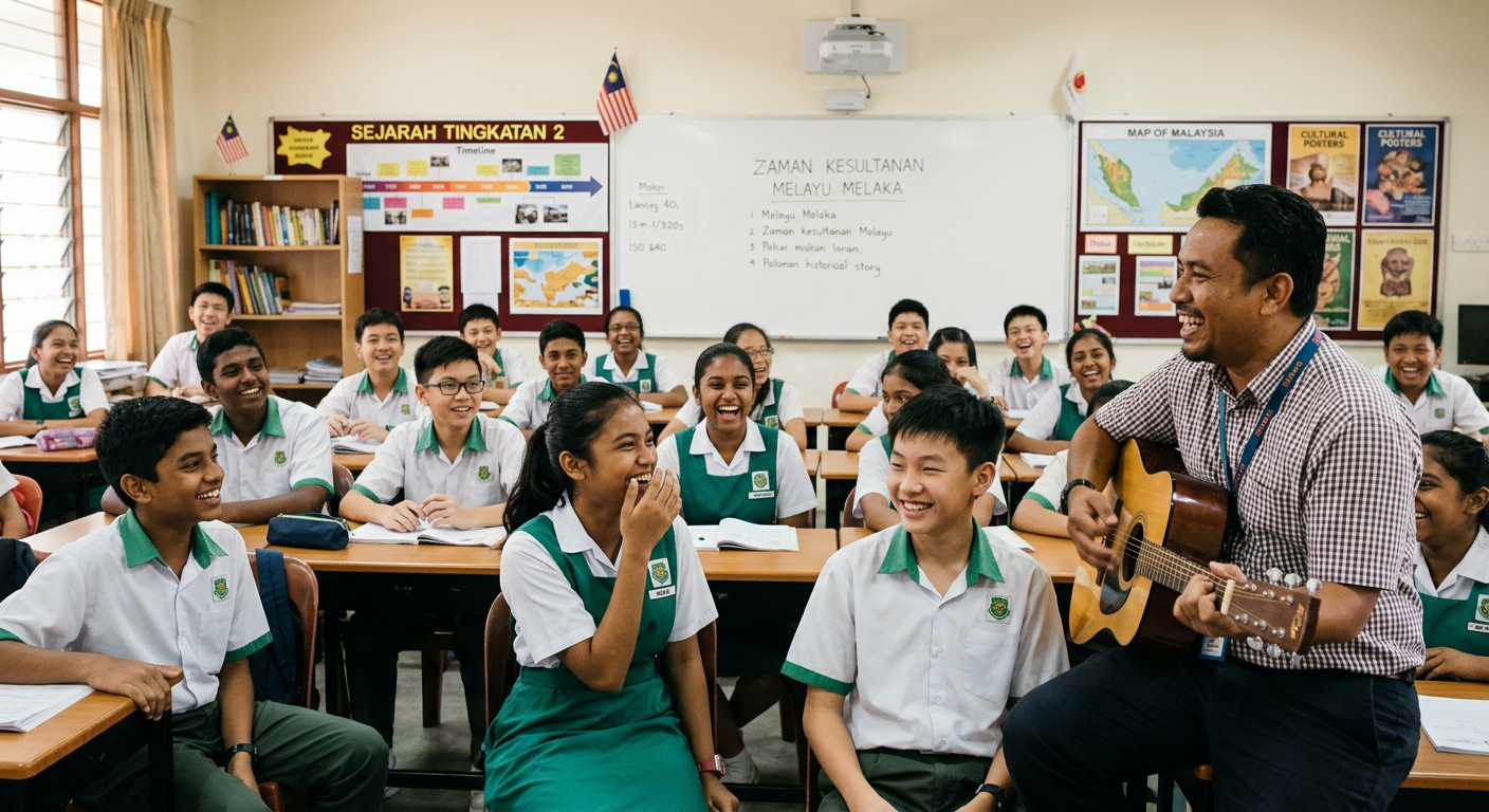 Secondary students enjoying a history lesson told with music
